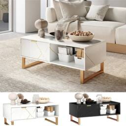 Kelvenix Marble-Effect Coffee Table white - Size: 0.6m2 - thumbnail 5