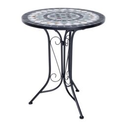 Charles Bentley 3 Piece Wrought Iron Mosaic Bistro Set Table & 2 Chairs in Black - thumbnail 6