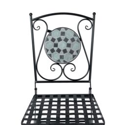 Charles Bentley 3 Piece Wrought Iron Mosaic Bistro Set Table & 2 Chairs in Black - thumbnail 5