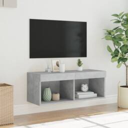 Berkfield Home TV Cabinet with LED Lights Concrete Grey 80x30x30 cm - Size: 80 x 30 x 30 cm - thumbnail 5