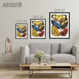 "Artery8 Vintage Butterflies Yellow Red Blue Framed Canvas Wall Art Print Seguy - Size: W12"" x H16""" - thumbnail 4