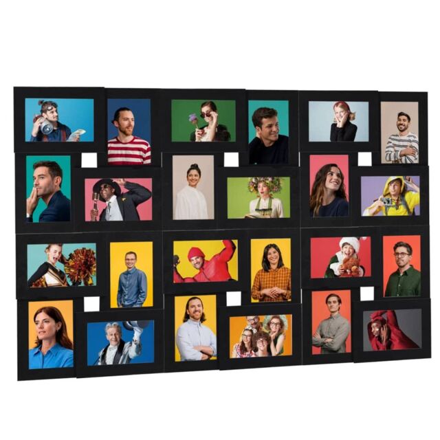 Berkfield Home Collage Photo Frame for 24x(13x18 cm) Picture Black MDF - Size: 13x18 cm - image 1