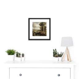 Artery8 John Constable The Vale Of Dedham 8X8 Inch Square Wooden Framed Wall Art Print Picture with Mount in Black - thumbnail 2