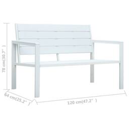 Berkfield Home Garden Bench 120 cm HDPE White Wood Look - thumbnail 6