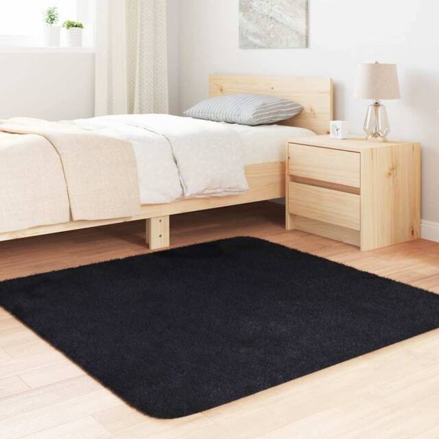 Berkfield Home Shaggy Rug High Pile NAVARRA Black 120x120 cm Polyester - Size: Medium - image 1
