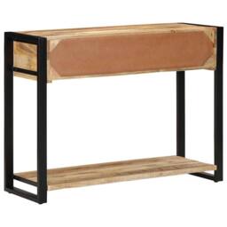 Berkfield Home Beautiful Console Table 100x35x75 cm Solid Rough Wood Mango in Brown - Size: 100 x 35 x 75 cm - thumbnail 5