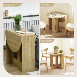 HOMCOM Folding Dining Table Foldable Drop Leaf Dinner Table for Kitchen in Light Oak - thumbnail 4