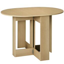 HOMCOM Folding Dining Table Foldable Drop Leaf Dinner Table for Kitchen in Light Oak - thumbnail 2