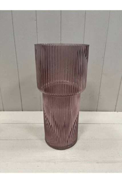 KDMD Amethyst Tall Glass Ribbed Vase in Purple - image 1