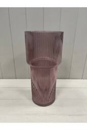 KDMD Amethyst Tall Glass Ribbed Vase in Purple - thumbnail 2