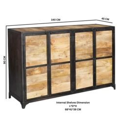 IH Design Alteus Vintage Up cycled Industrial Large Sideboard in Black - thumbnail 5
