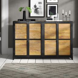 IH Design Alteus Vintage Up cycled Industrial Large Sideboard in Black - thumbnail 6