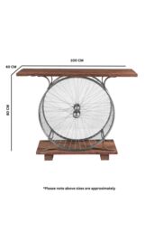IH Design Natural Reclaimed Wood & Metal Console Table Wheel - thumbnail 3