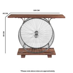 IH Design Natural Reclaimed Wood & Metal Console Table Wheel - thumbnail 2