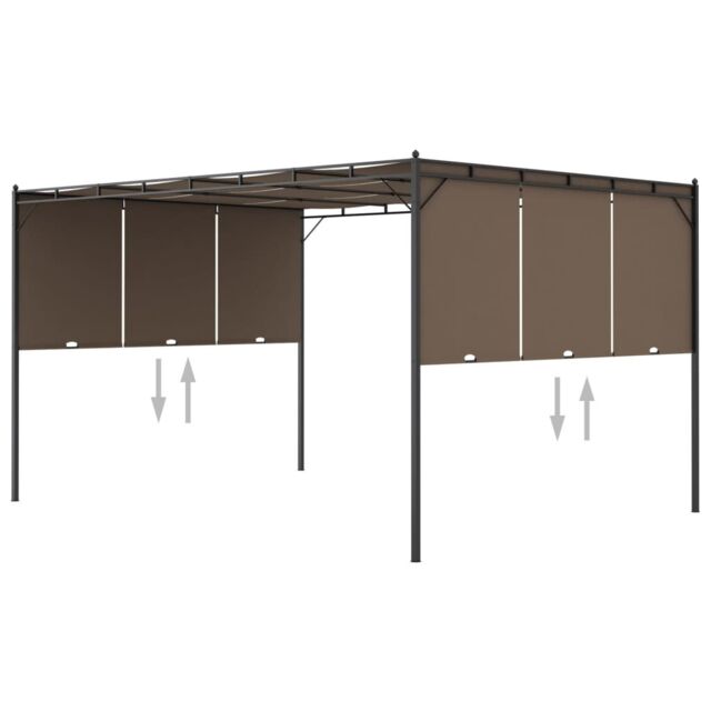 Berkfield Home Garden Gazebo with Side Curtain 4x3x2.25 m Taupe in Beige - image 1
