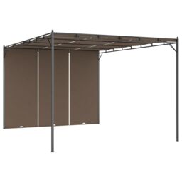 Berkfield Home Garden Gazebo with Side Curtain 4x3x2.25 m Taupe in Beige - thumbnail 2