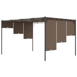Berkfield Home Garden Gazebo with Side Curtain 4x3x2.25 m Taupe in Beige - thumbnail 6
