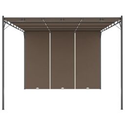 Berkfield Home Garden Gazebo with Side Curtain 4x3x2.25 m Taupe in Beige - thumbnail 3