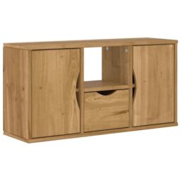 Berkfield Home TV Cabinet with Drawer ODDA 79x24x40 cm Solid Wood Pine in Brown - Size: 79 x 24 x 40 cm - thumbnail 2