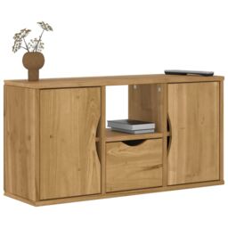 Berkfield Home TV Cabinet with Drawer ODDA 79x24x40 cm Solid Wood Pine in Brown - Size: 79 x 24 x 40 cm