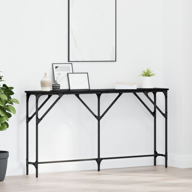 Berkfield Home Console Table Black Oak 140x23x75 cm Engineered Wood - Size: 140 x 23 x 75 cm - image 1