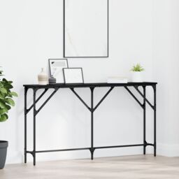 Berkfield Home Console Table Black Oak 140x23x75 cm Engineered Wood - Size: 140 x 23 x 75 cm