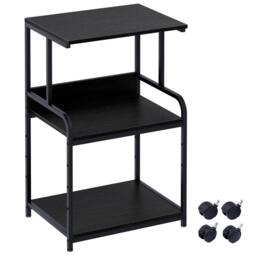 Huhote 3-Tier Printer Stand Printer Cart with Storage Shelf Locking Wheels in Black - thumbnail 8
