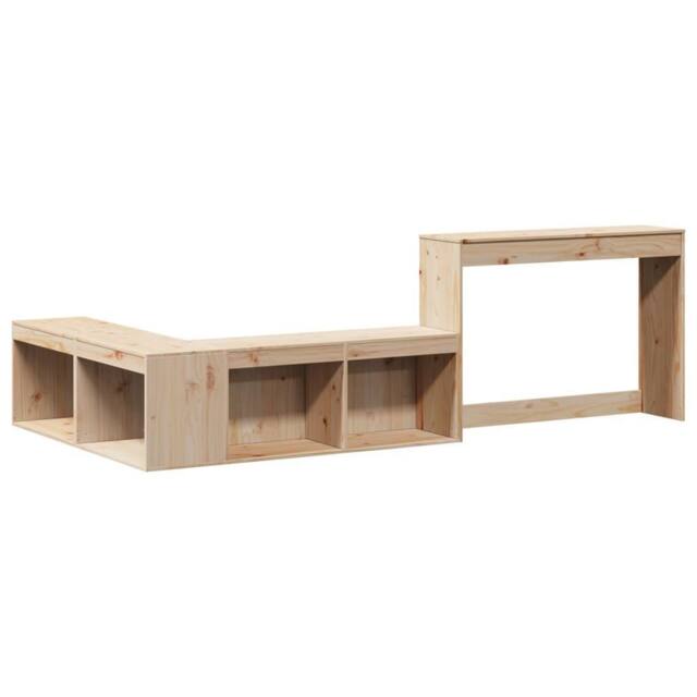 Berkfield Home Versatile Bedside Cabinet with Desk 232x122x75 cm Solid Wood Pine in Light Tan - Size: 232 x 122 x 75 cm - image 1