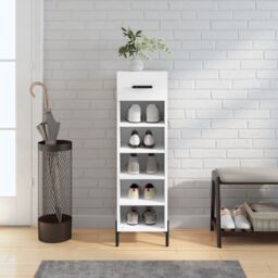 Berkfield Home Shoe Cabinet White 30x35x105 cm Engineered Wood - Size: 30 x 35 x 105 cm - thumbnail 1