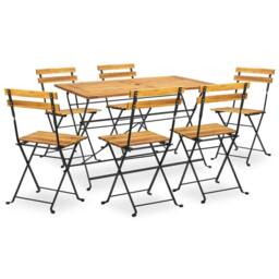 Berkfield Home 7 Piece Folding Outdoor Dining Set Solid Acacia Wood in Brown - thumbnail 2