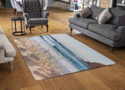Benjamin Tate Design Dune Grass In Australia With Turquoise Surf Waves Of The Pacific Ocean Designer Rug in Natural - Size: Large - thumbnail 2