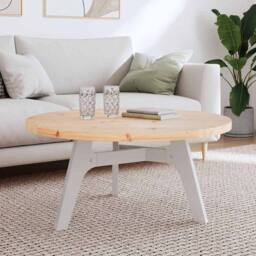 Berkfield Home Table Top Round Ã˜90x3 cm Solid Wood Pine in Natural - Size: 90x3 cm - thumbnail 2