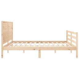 Berkfield Home Bed Frame with Headboard 200x200 cm Solid Wood in Natural - thumbnail 7