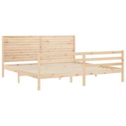 Berkfield Home Bed Frame with Headboard 200x200 cm Solid Wood in Natural - thumbnail 5