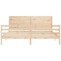 Berkfield Home Bed Frame with Headboard 200x200 cm Solid Wood in Natural - thumbnail 6