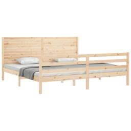 Berkfield Home Bed Frame with Headboard 200x200 cm Solid Wood in Natural - thumbnail 4