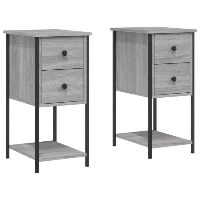 Berkfield Home Bedside Cabinets 2 pcs Grey Sonoma 32x42x70 cm Engineered Wood - Size: 32 x 42 x 70 cm - image 1