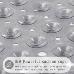 EONLION 53 x 53cm Grey Non Slip Bath Mat Shower Mat Anti-Mold Rubber Strong Suction in Clear - Size: 53 x 53 cm - thumbnail 3