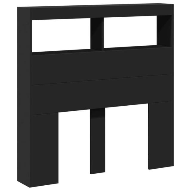 Berkfield Home Headboard Cabinet with LED Black 100x17x102 cm - Size: 100 x 17 x 102 cm - image 1