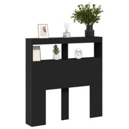 Berkfield Home Headboard Cabinet with LED Black 100x17x102 cm - Size: 100 x 17 x 102 cm - thumbnail 5