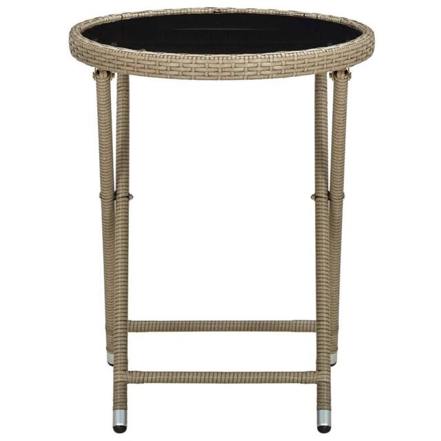 Berkfield Home Tea Table Beige 60 cm Poly Rattan & Tempered Glass - image 1