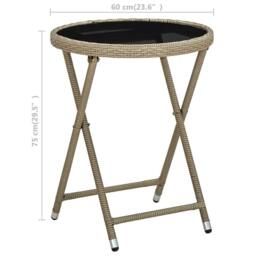 Berkfield Home Tea Table Beige 60 cm Poly Rattan & Tempered Glass - thumbnail 6