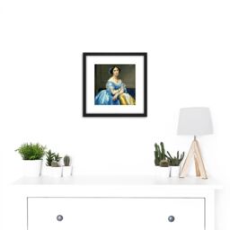 Artery8 Ingres Portrait Princess De Broglie Painting 8X8 Inch Square Wooden Framed Wall Art Print Picture with Mount in Black - thumbnail 2