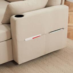 BTM Beige L-Shaped 3-Seater Sofa Bed with Storage - Size: A - thumbnail 5