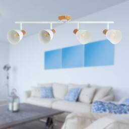 First Choice Lighting Set of 2 Lorel - Matt White & Wood Detail 4 Way Ceiling Spotlights - thumbnail 5