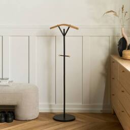 Wyld and Coco Freestanding Coat Rack - Black Powder-Coated Steel 130cm 3 Hooks