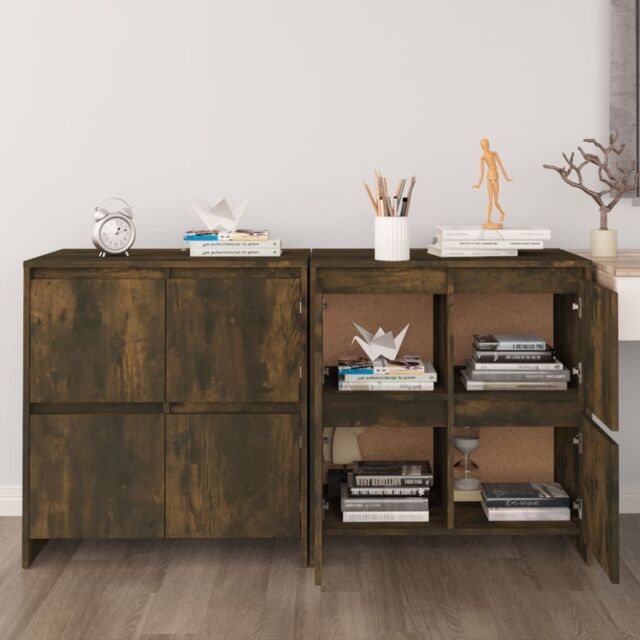 Berkfield Home Sideboards 2 pcs Smoked Oak 70x41x75 cm Engineered Wood in Brown - Size: 70 x 41 x 75 cm - image 1