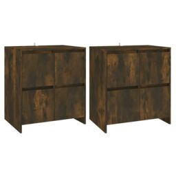 Berkfield Home Sideboards 2 pcs Smoked Oak 70x41x75 cm Engineered Wood in Brown - Size: 70 x 41 x 75 cm - thumbnail 2
