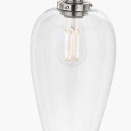 Ruma Glass Pendant Ceiling Light with Antique Silver Metal Chain Pendant in Clear - thumbnail 4