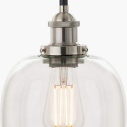 Ruma Glass Pendant Ceiling Light with Antique Silver Metal Chain Pendant in Clear - thumbnail 5